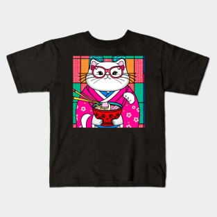 Kwaii Ramen Cat Kids T-Shirt